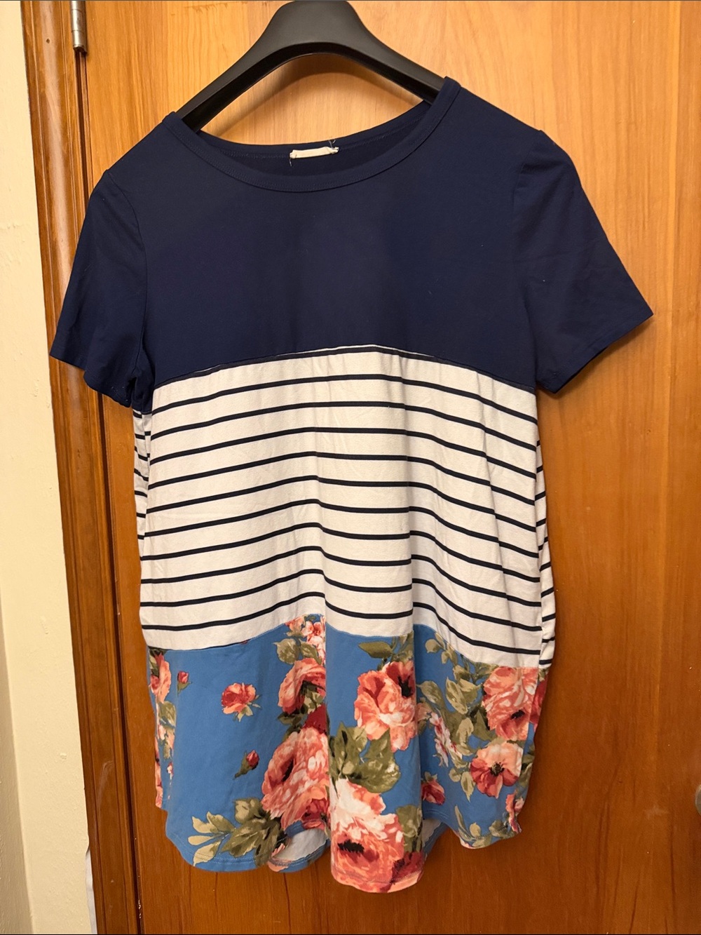 Reborn J Navy, White & Blue Floral Short Sleeve Tee